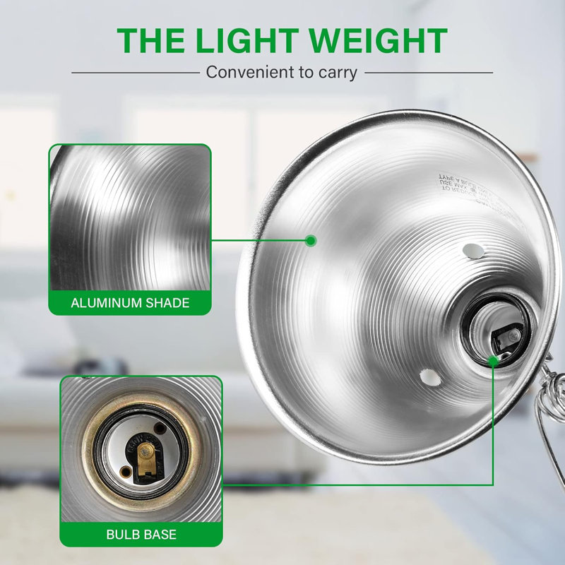 Lampe à pince simple de luxe avec réflecteur en aluminium de 5,5 pouces jusqu'à 60 watts E26 (sans ampoule incluse), cordon de 6 pieds, paquet de 2