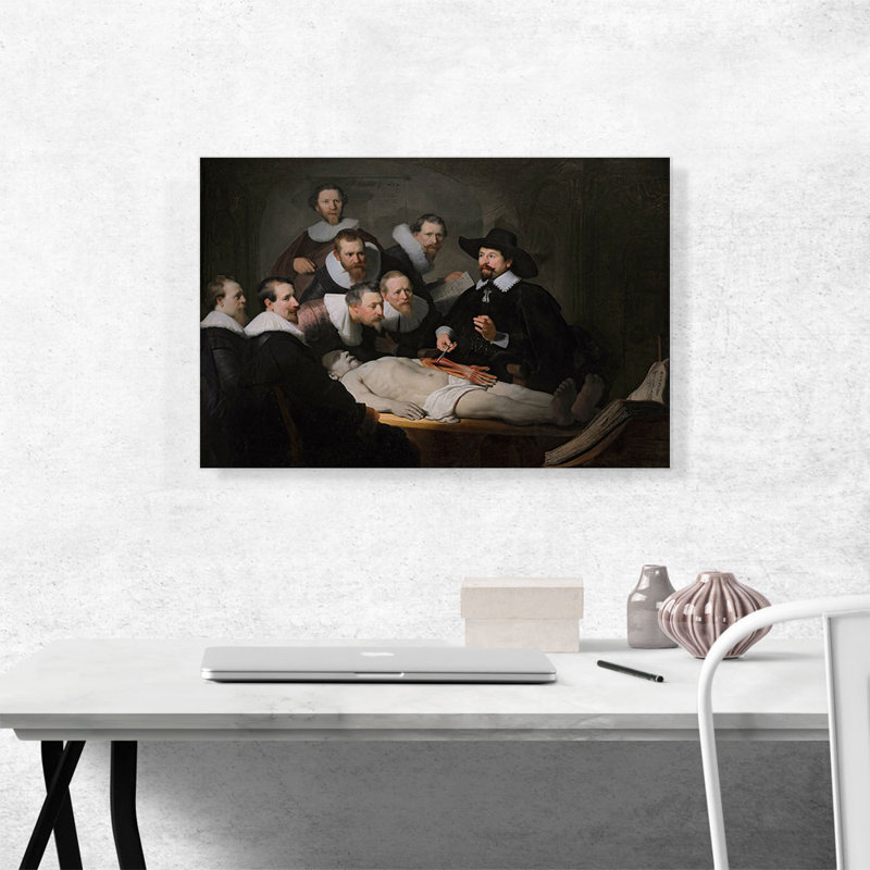 " The Anatomy Lesson Of Dr Nicolaes Tulp 1632 " by Rembrandt Van Rijn Painting Print, 18" H x 26" W x 0.75" D