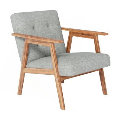 Accent Chair Fabric Upholstered Tufted Details Wooden Modern Home Furniture 1pc Armchair