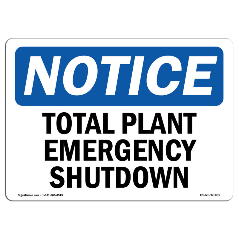 Total Plant Emergency Shutdown Sign