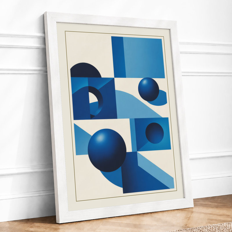 Spheres and Grid Geometric - Framed Print, A1 - 84.1 x 59.4 cm, White