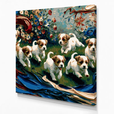 Dogs Russian Toy Purple Canvas Wall Art