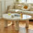 Solid wood tea table with cream clouds-110602411