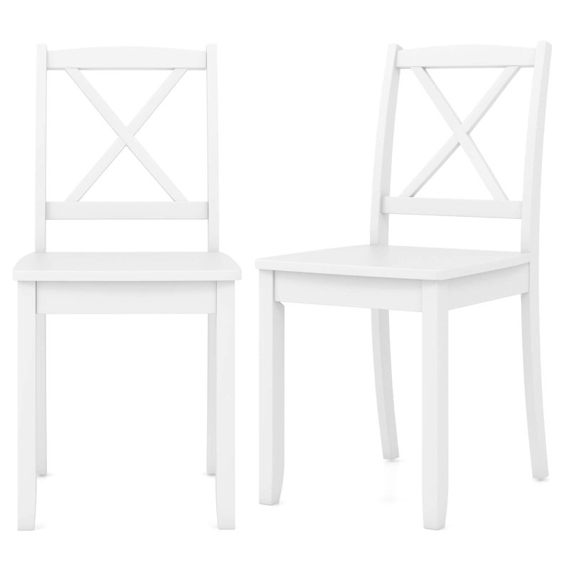 Ophelia & Co. Dining Chair Set Of 2 Kitchen Side Chairs With Rubber Wood Legs & Cross Back, White