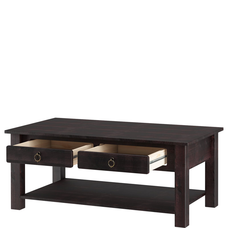Embry Solid Wood Four Leg Coffee Table with Storage, Havanna, Havanna