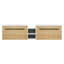 Meuble-lavabo mural 84 po avec lavabo de comptoir en résine, 1 tablette de rangement, 4 portes à fermeture douce