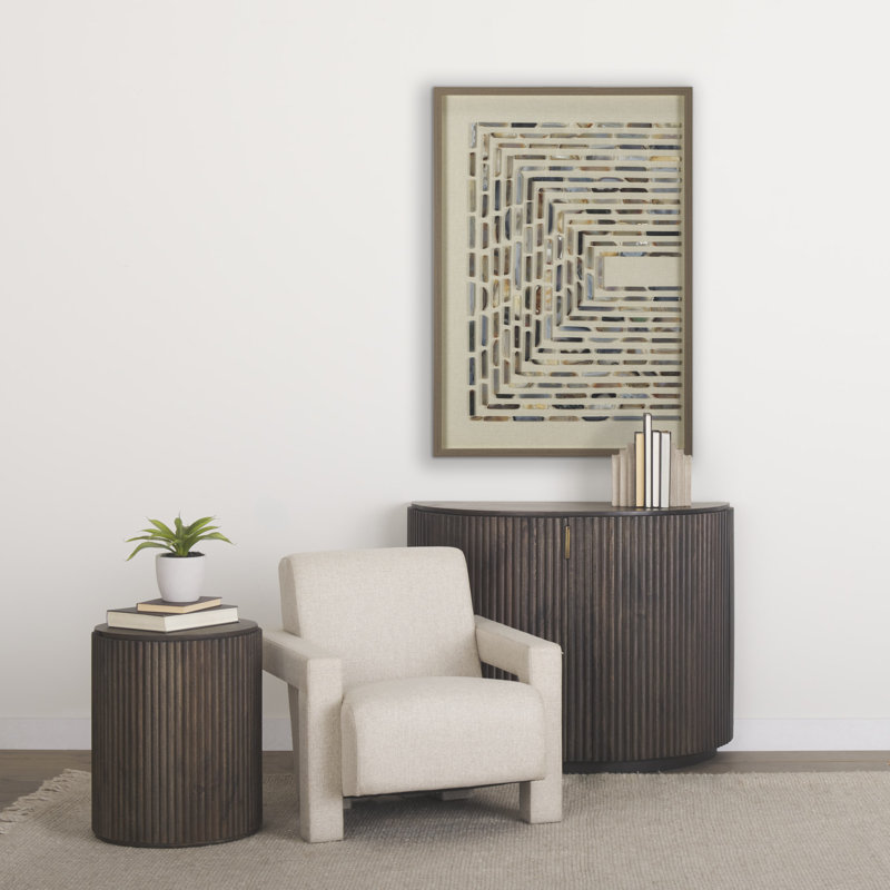 Terra Solid Wood 2 - Door Half Circle Accent Cabinet, Light Brown