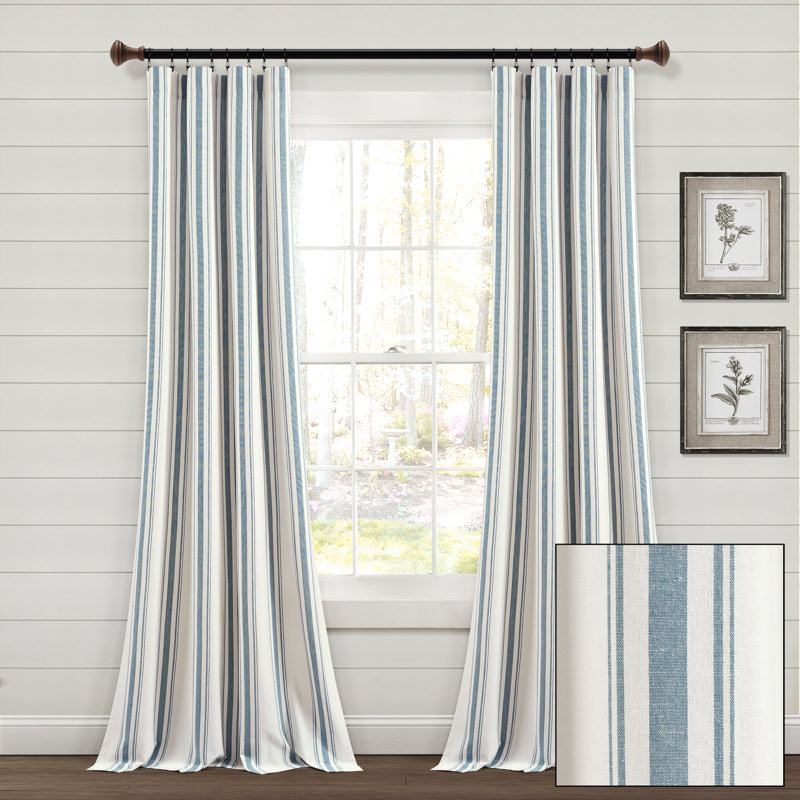 Cotton Blend Semi Sheer Curtain Pair, 42" W x 84" L, Blue