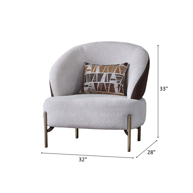 Fauteuil Urla crème et brun