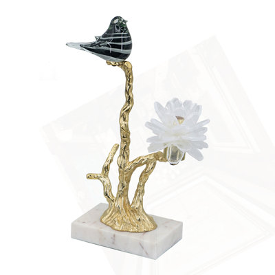 Aluminum Candle Holder With Marble Stand, 8X5x15"