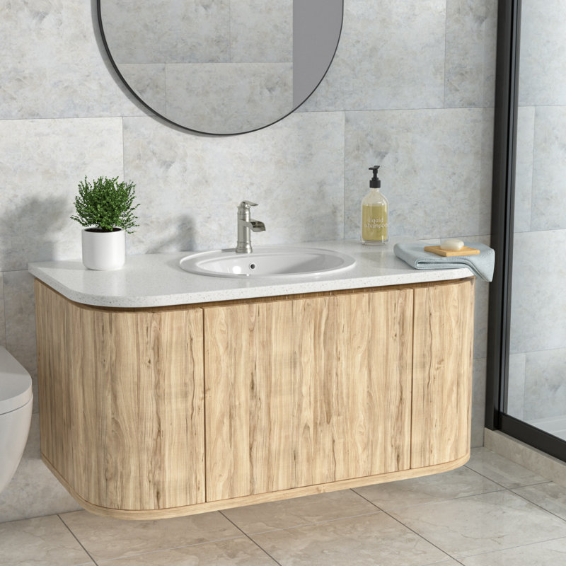 Lavabo de salle de bain ovale encastré 21,8 "x 19,5", lavabo en céramique blanche avec 1 trou pré-percé et trop-plein, lavabo à poser en porcelaine vitrifiée pour salle de bain