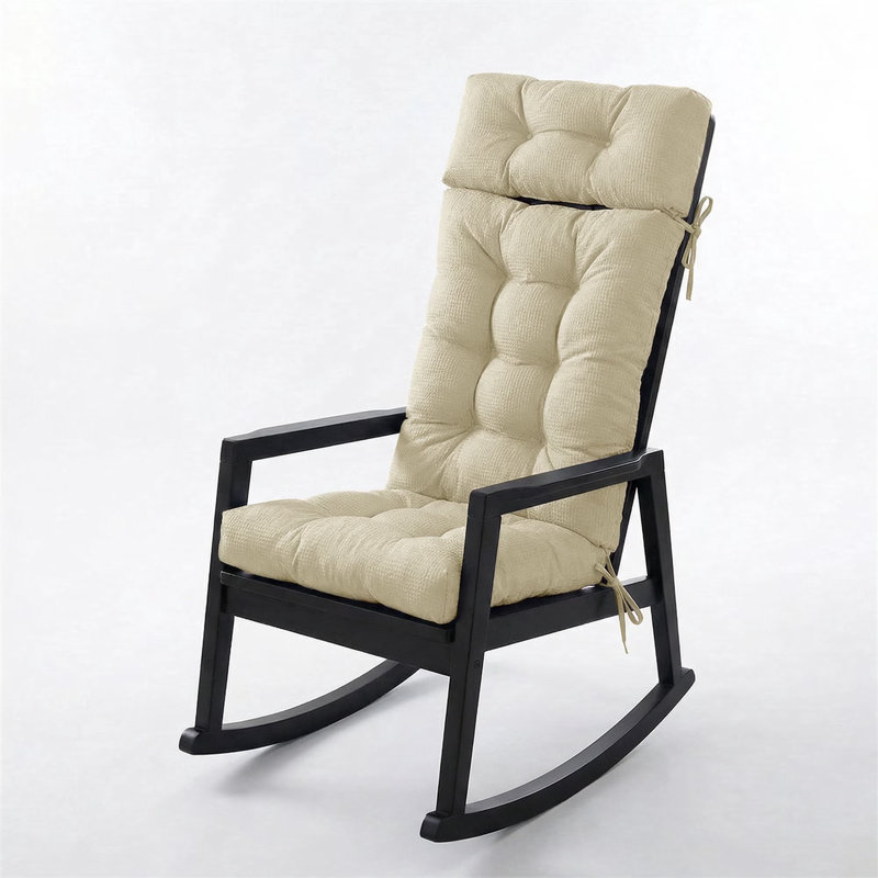 High back rocking chair cushion with anti slip bottom and straps, lumbar pillow, suitable for Adirondack chairs, bedrooms, study rooms, balconies,63 "x 19" x 4"