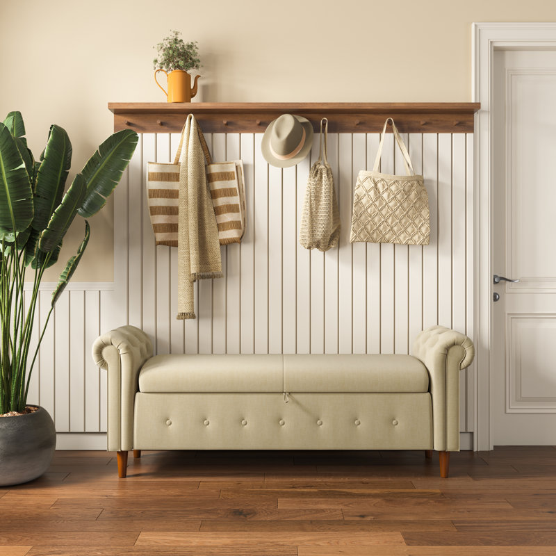 Banc de rangement Agnew, Lin beige