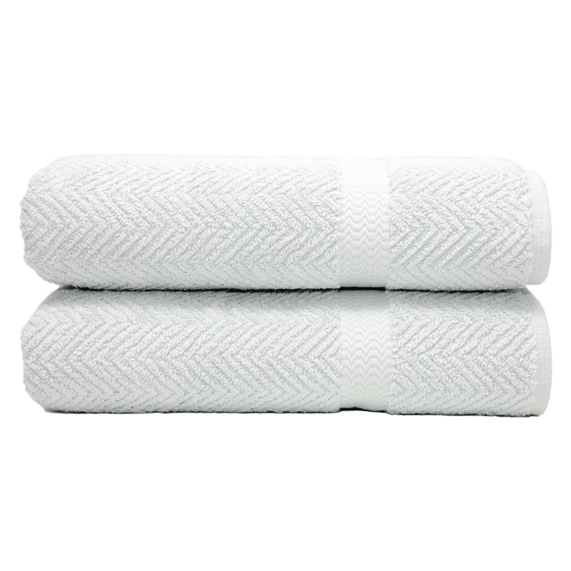 Drap de bain en coton Herringbone, Gris, Bath Sheets - 2 Pack