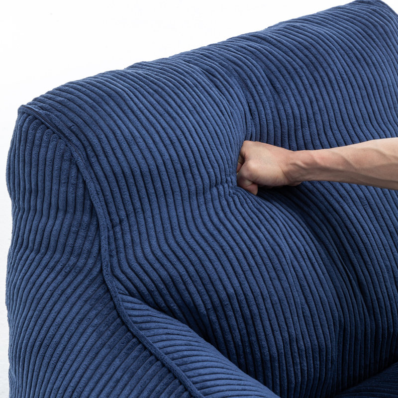 Fauteuil à billes en velours côtelé Compression, Bleu