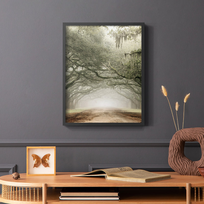 Plantation Drive Framed Print - Solid Wood, 14" H x 11" W, Black