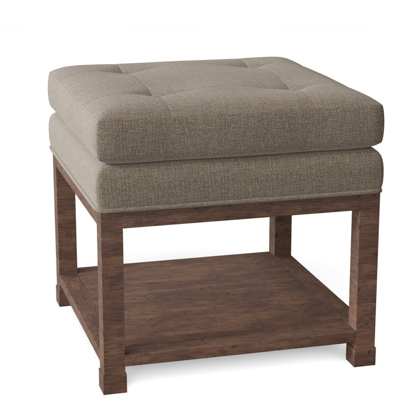 Libby Langdon 20.5" Wide Tufted Square Standard Ottoman with Storage, Almond Buff, 3152 Linen 100% Polyester
