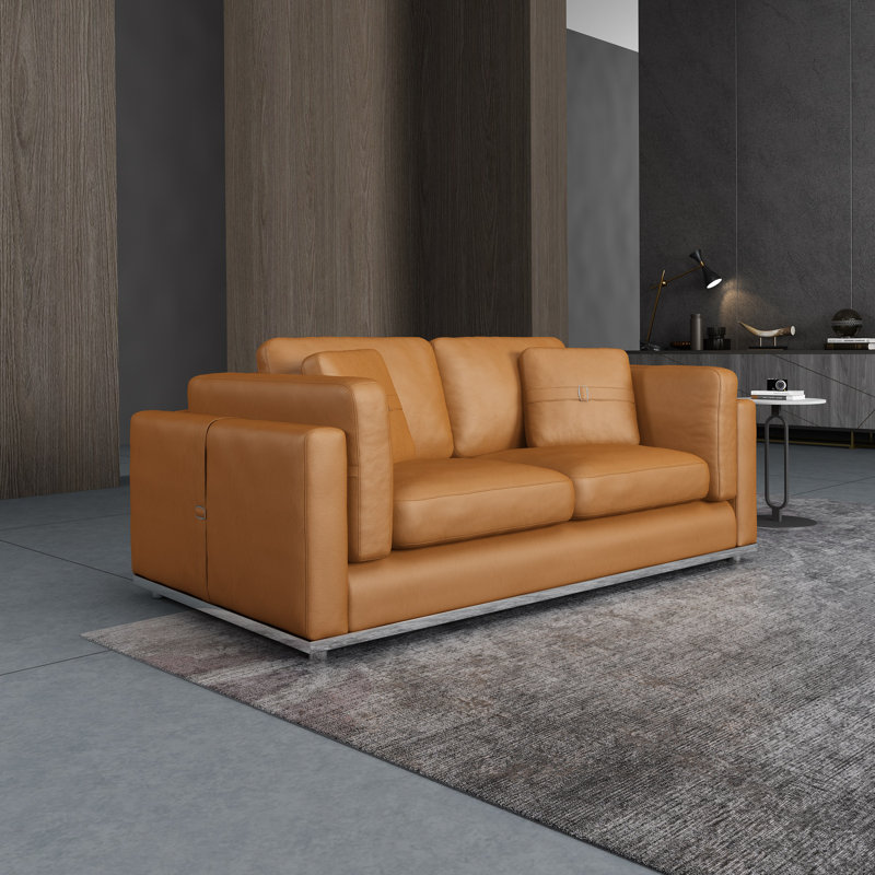 Picasso Loveseat, Cognac Genuine Leather