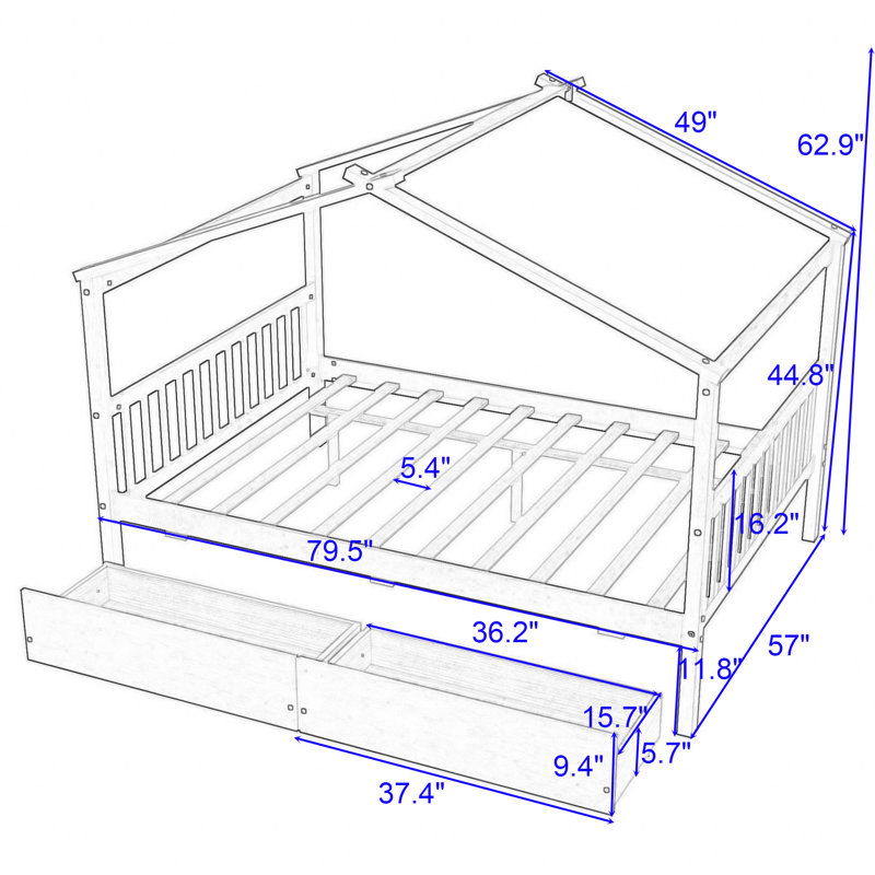 Shawsville Daybed with 2 Big Drawers, Gray, Twin