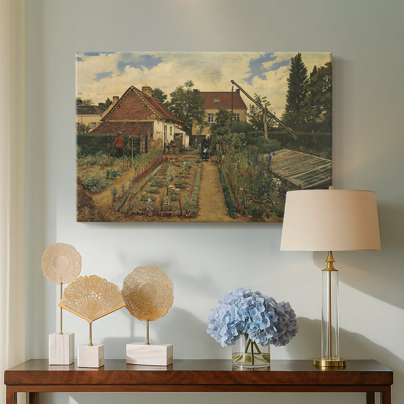 Le potager - Henri de Braekeleer - Toile tendue avec châssis-c. Fin du 19e siècle, 24 po x 36 po