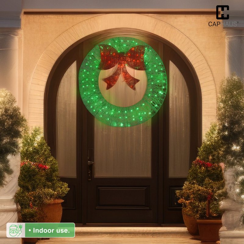 Lighted Foldable Metal Christmas  w/ LED Lights, Multiple Sizes and color, 10'' W x 48'' H x 3.1'' D, Green