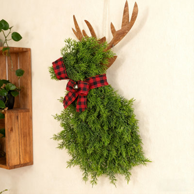 Guirlande de Noël 20,86 x 11,8 pouces, couronne en forme de wapiti en forme de wapiti, décoration murale
