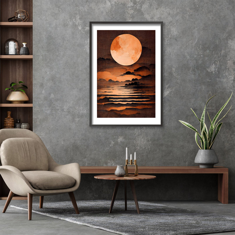 «Nature Inspired Full Moon» par Treechild, œuvre d'art sur papier encadrée , H 24 po x l 16 po
