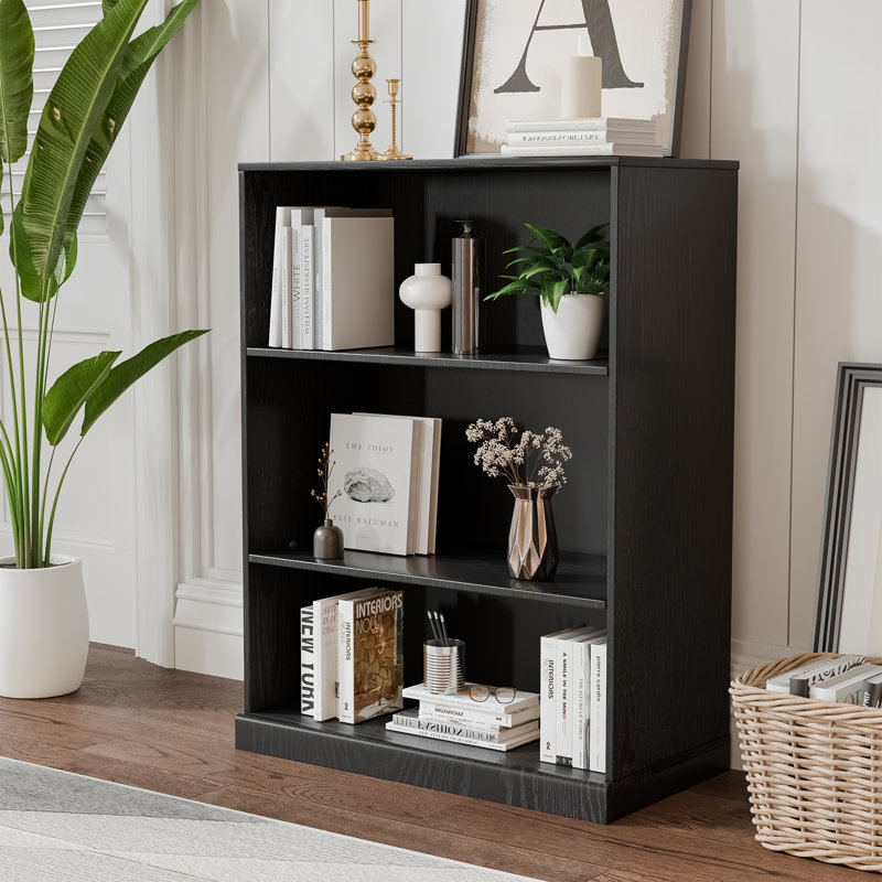 Wood Storage Cabinet with Adjustable Shelves without Doors, 41" H x 31" W x 16" D, Black