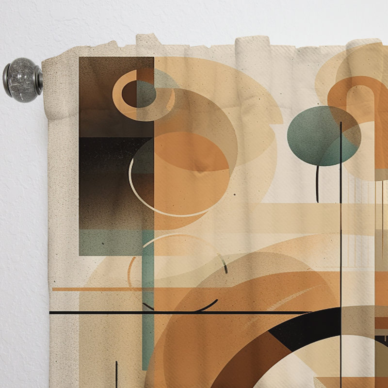 Pichard - Orange And Green Mid Century Momentum III - Modern Velvet Curtain - Room Darkening - 1 panel, 52" W x 95" L