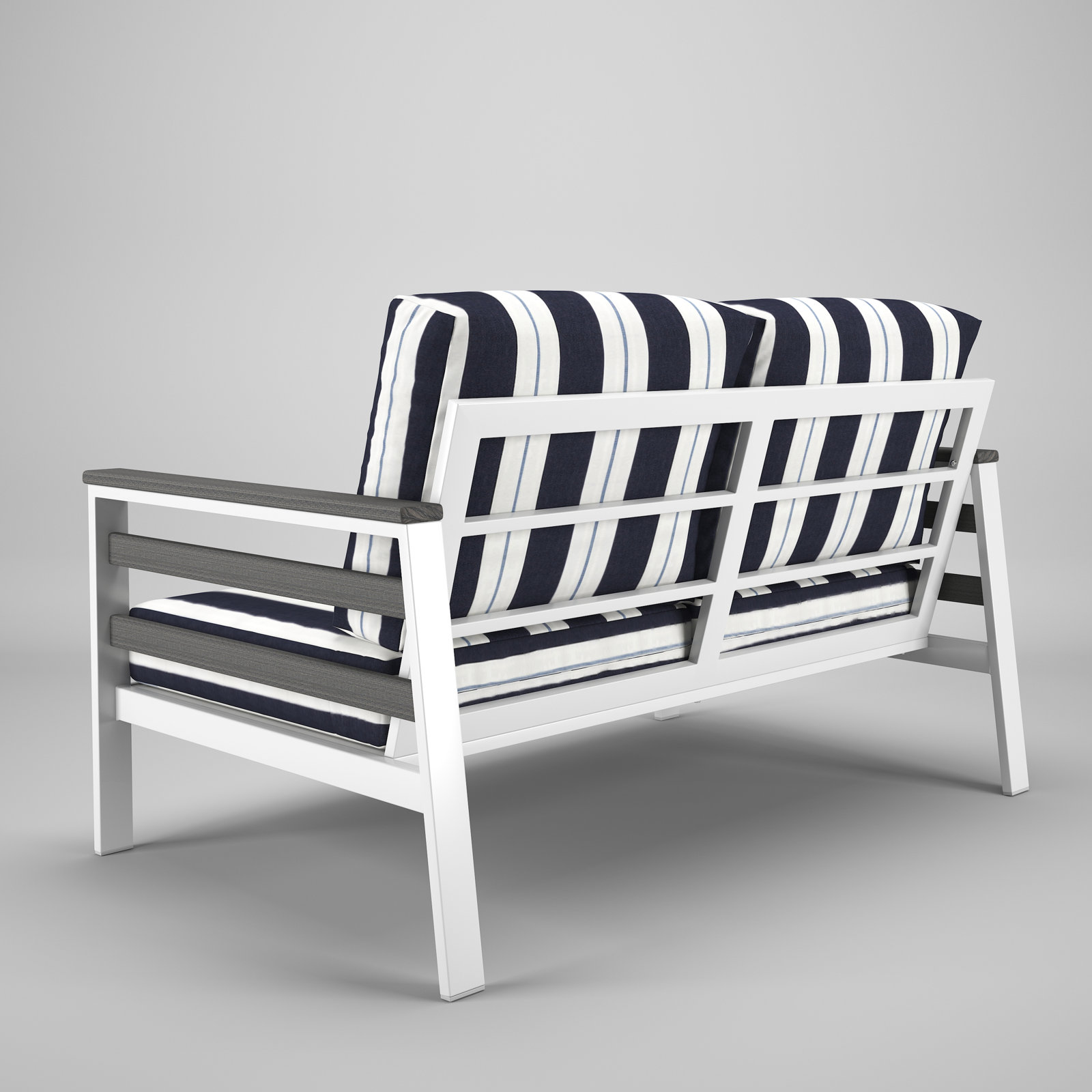 Townsend Metal Outdoor Loveseat With Sunbrella Cushion, Relate Harbor