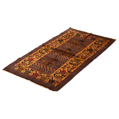 Tapis bleu foncé Saim Rare War 3 pi 8 po x 6 pi 6 po