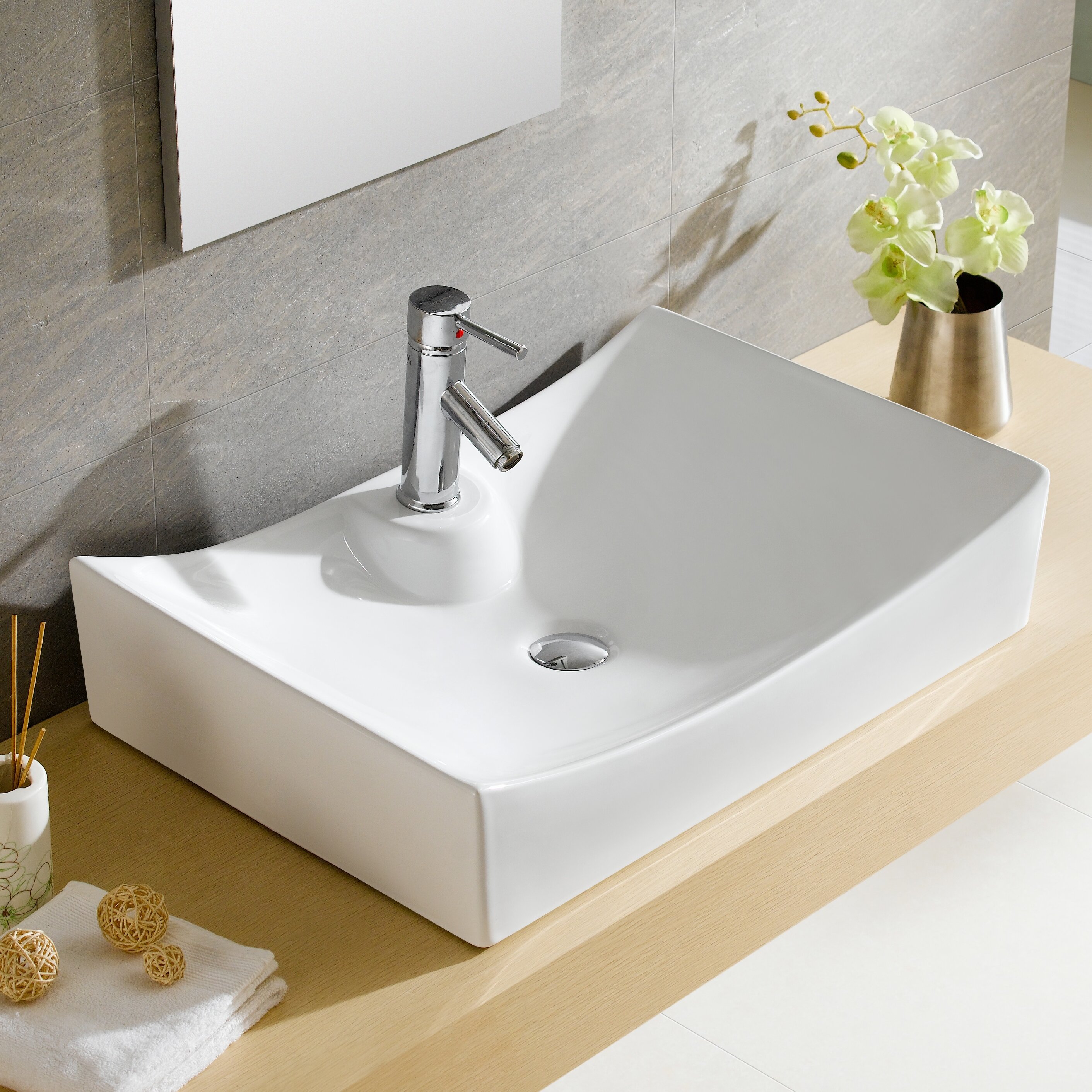 Fine Fixtures Modern Ceramic Oval Vessel Bathroom Sink with Overflow &  Reviews