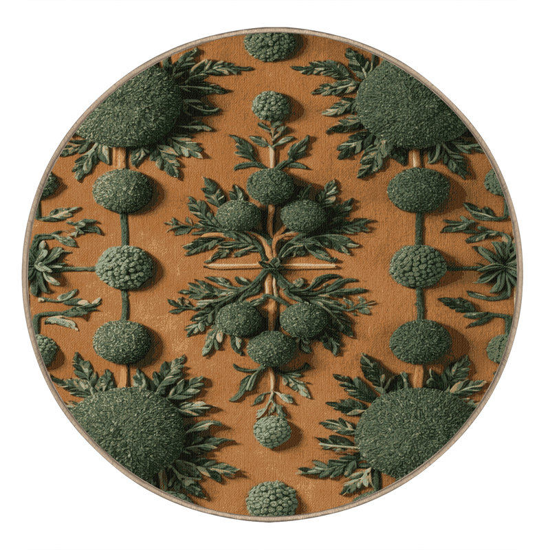 Machine Washable Nature Brown Area Rug, Round 5'