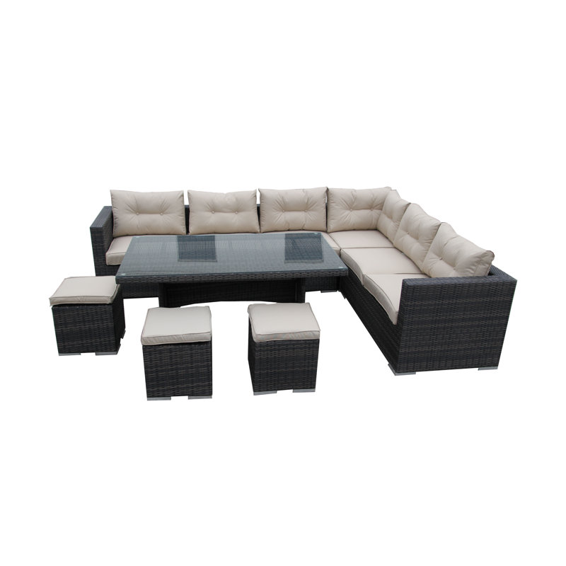 Ibhidh Luxury Sofa Dining Set, Mix Brown
