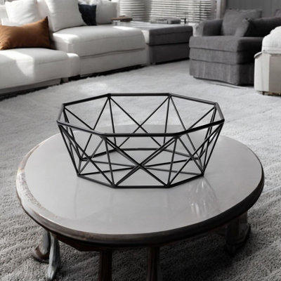 Metal Abstract Decorative Bowl in Black