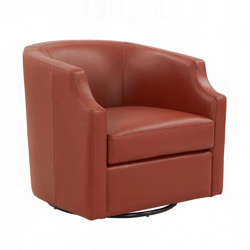 Fauteuil demi-tonneau pivotant en similicuir, Caramel