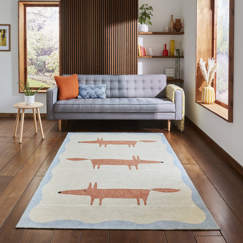 Scion Animal Print Digitally Printed 152cm X 230cm Area Rug, Rectangle 76 x 150 cm, Beige