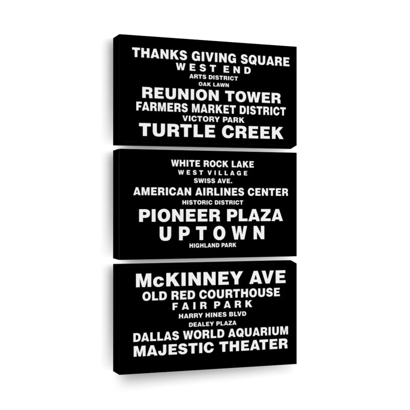 «Travel and Adventure Quotes» Dallas Bus Roll, reproduction sur toile 3 pièces par Stark Art Collective
