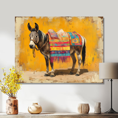 "Burro in a Festival" - Art mural sur toile, "Folk mexicain"