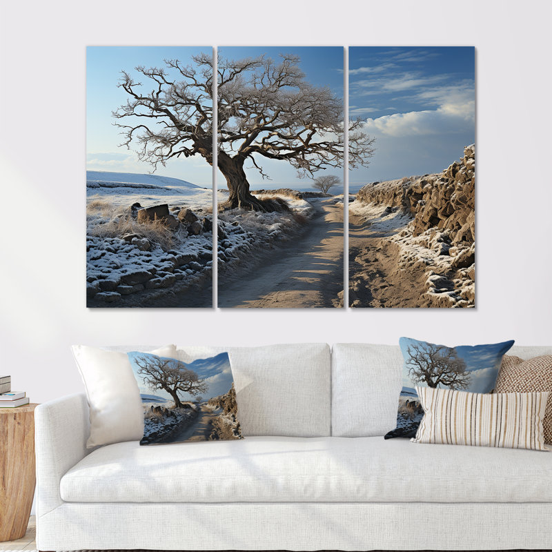 Paysage d'hiver de campagne - ensemble d'art mural sur toile campagne, Toile tendue, H 40 po x l 60 po x P 1 po