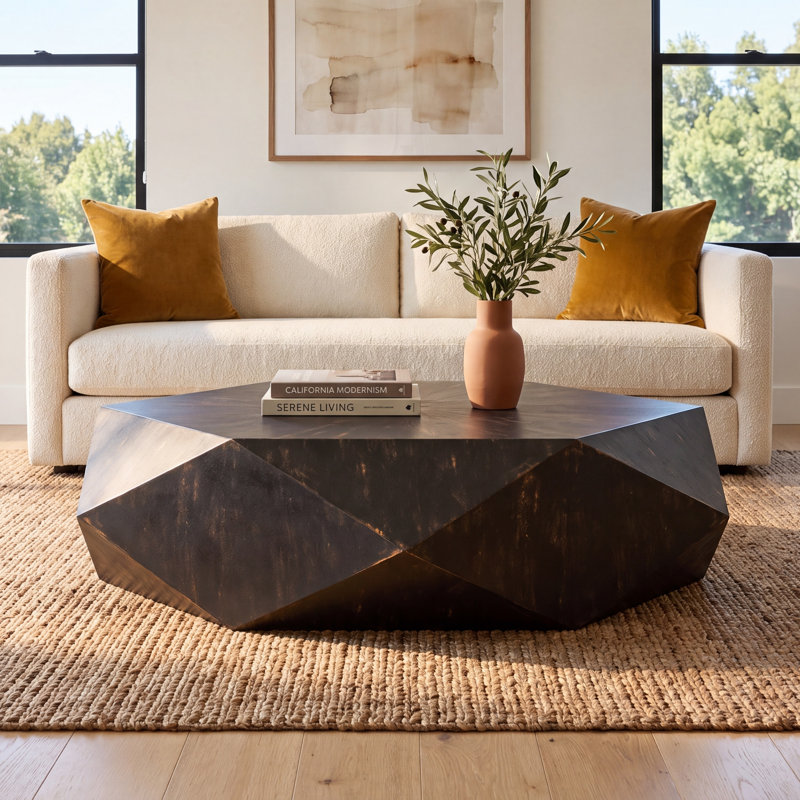 Kane Single Coffee Table, Worn Black, 14" H x 40" L x 40" W