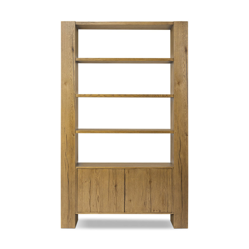 Fisher Bookcase-Smoked Black Veneer, Rustic Amber Oak Veneer