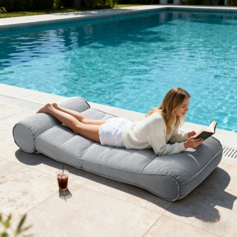 Outdoor Olefin Chaise Lounge, Deep Gray