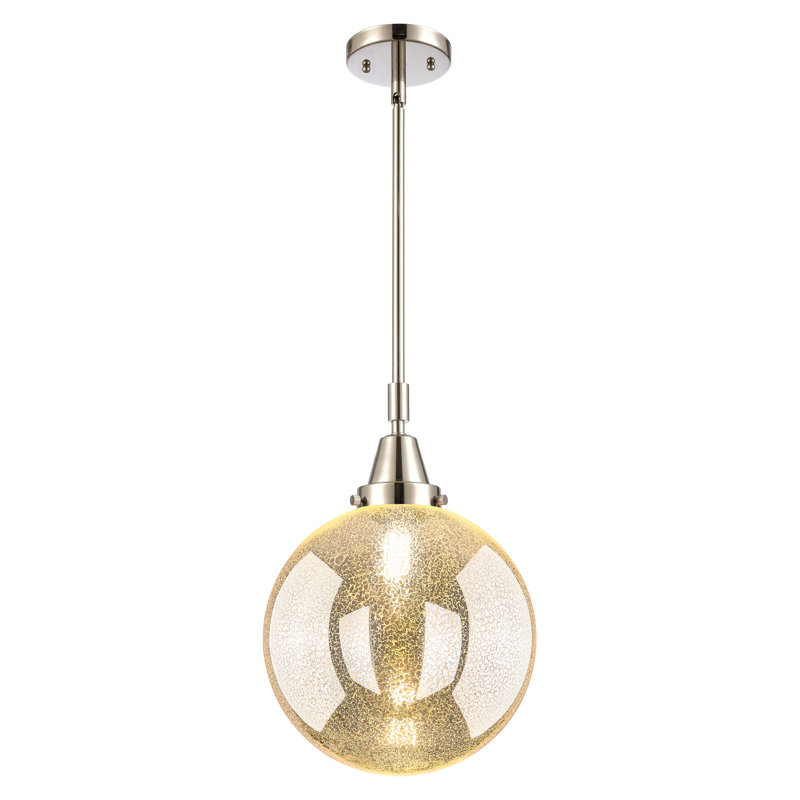 Luminaire suspendu sphère 1 lumière Lorri, Nickel poli