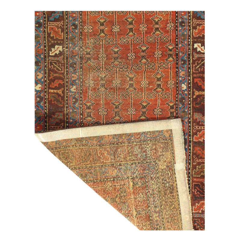 Tapis rouille en laine noué à la main de conception unique 1900 pi 5 pi 11 po x 3 pi 2 po Cemya