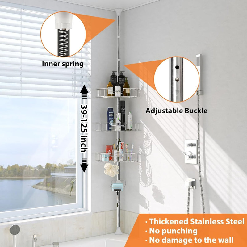 Stainless Steel Tension Bathroom Shelves