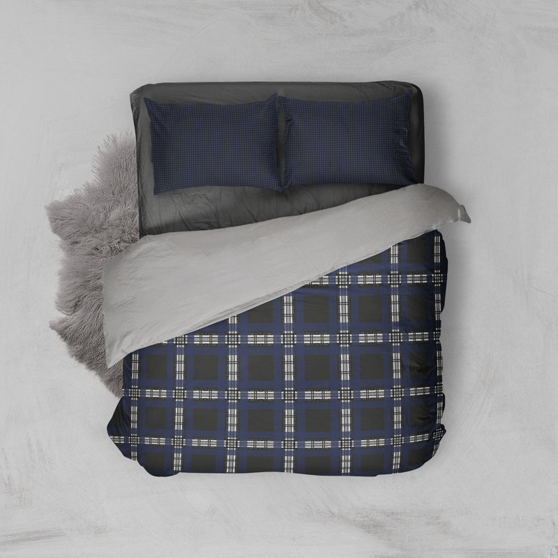 Ensemble de confort Cohn, Édredon grand TG + 2 taies décoratives, Bleu marine