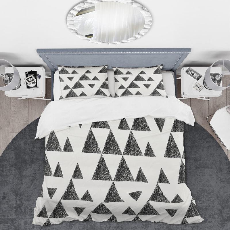 Ensemble de housse de couette Prionto Monicolor Triangles I - Mid-Century Modern - Microfibre de polyester
