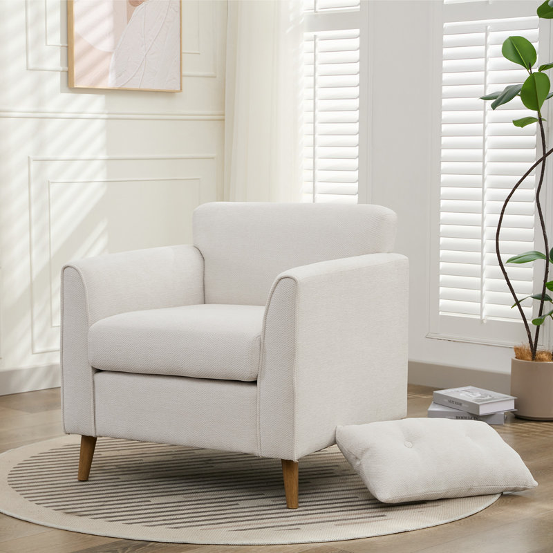 Chaise d'appoint rembourrée avec coussin Carlaya, Beige