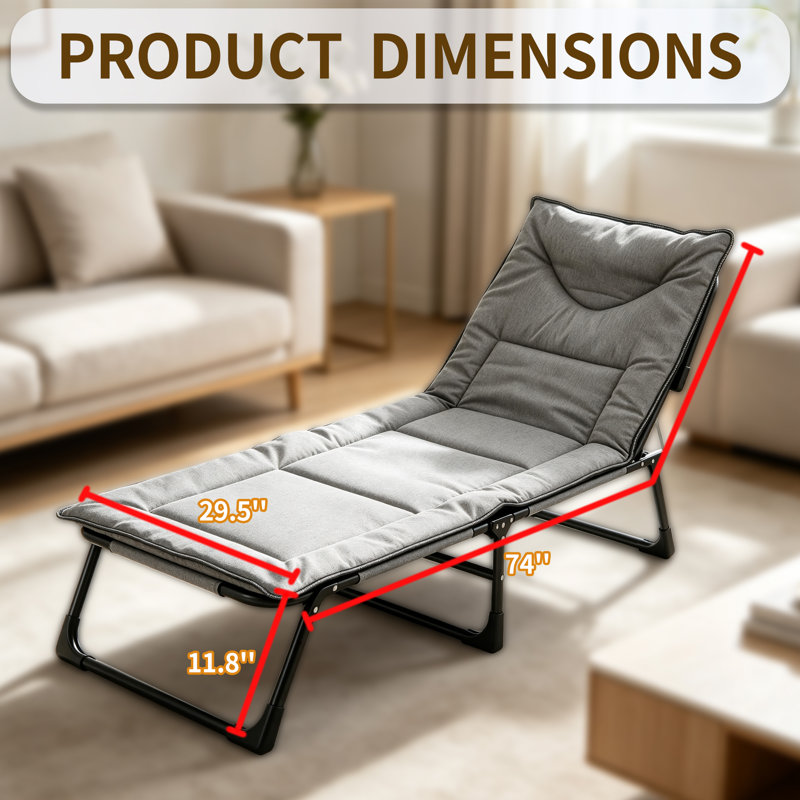 Gray Foldable Padded Folding Recliner Lounge Bed, Gray